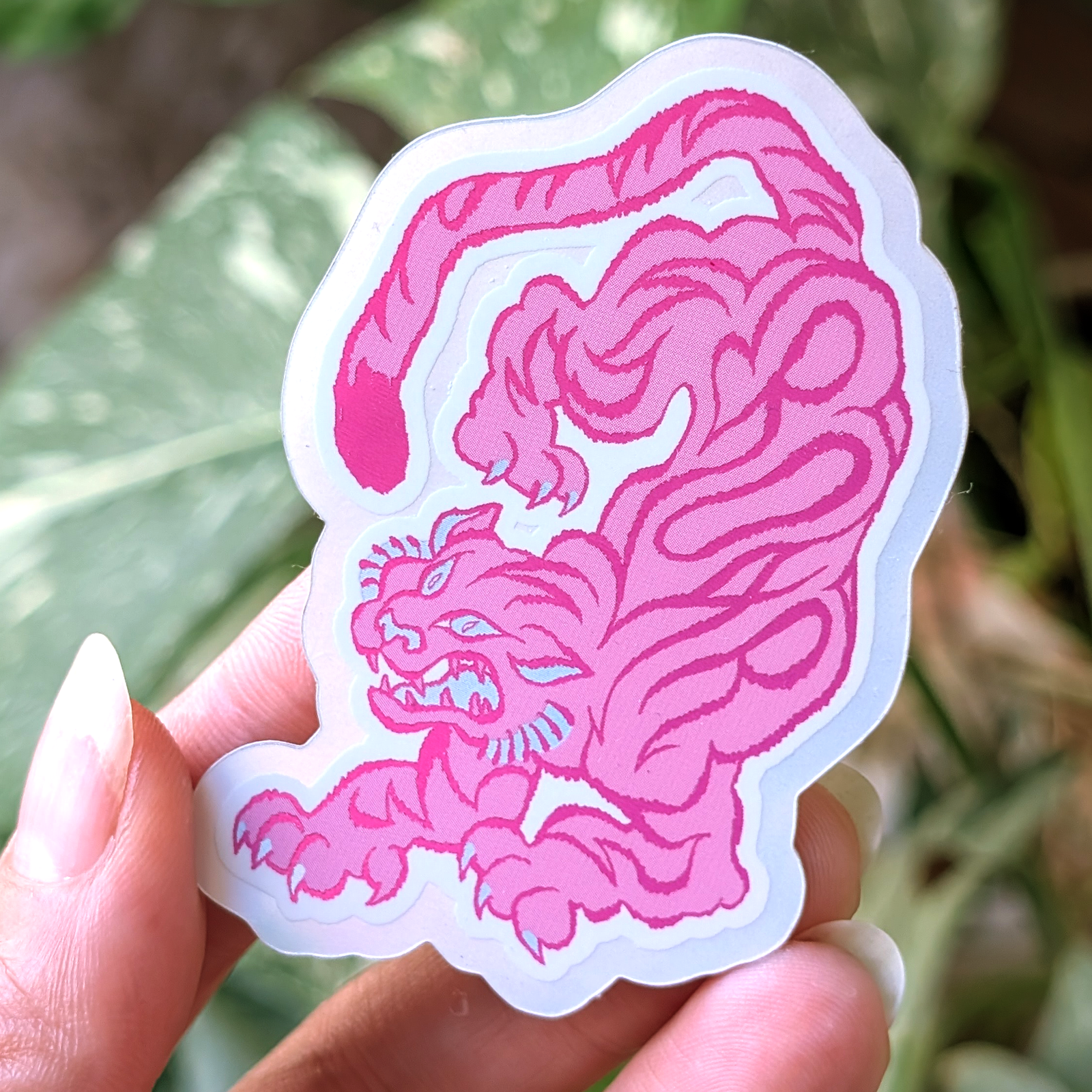 Holographic Pink Tiger Sticker