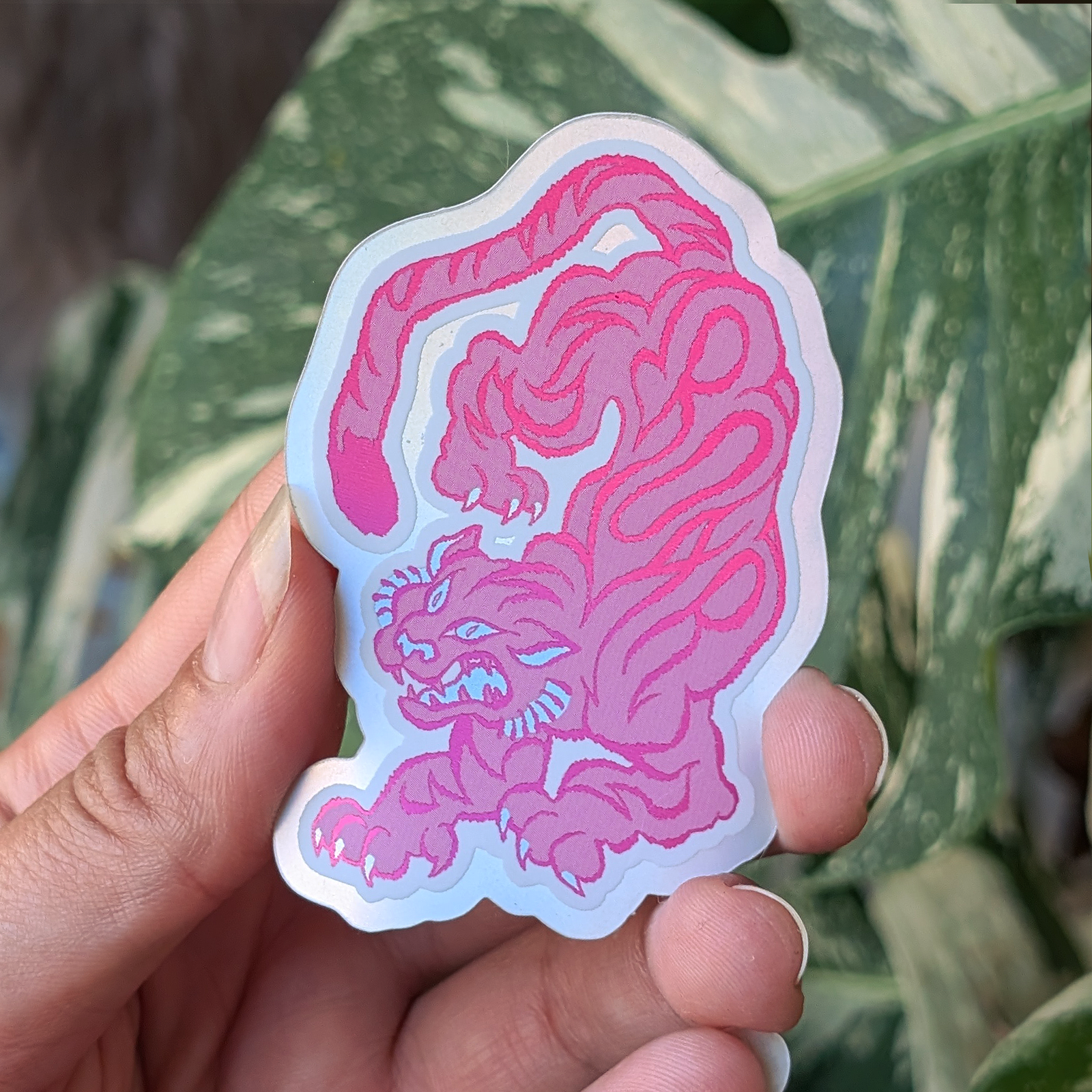 Holographic Pink Tiger Sticker - Image 3