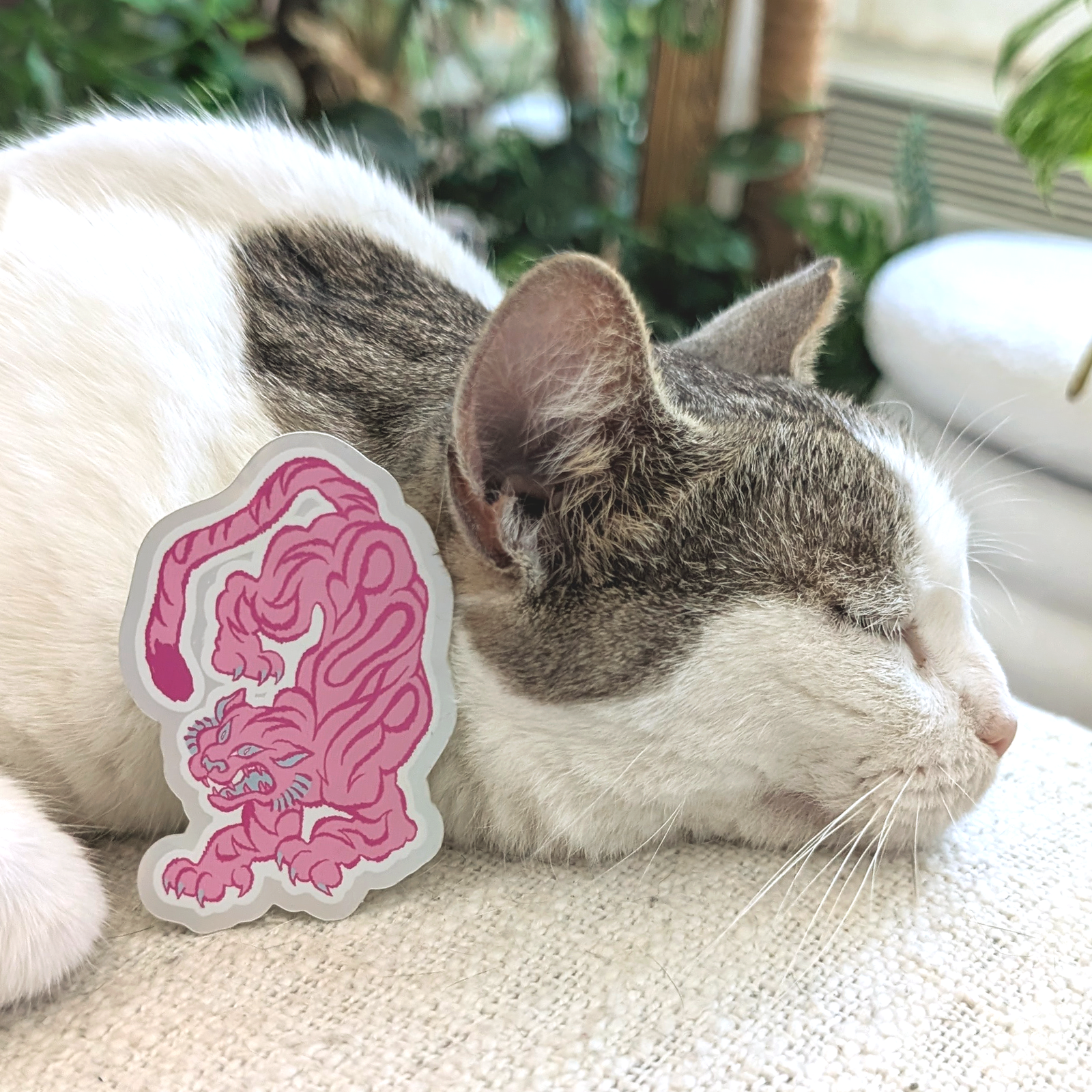 Holographic Pink Tiger Sticker - Image 2